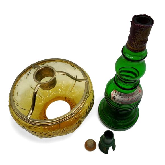 Green GLASS Wine Bottle CANDLE Lamp Italian Chianti Carloni Vintage 22" - Picture 9 of 12